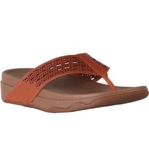 NEW FitFlop Surfa Floral Lattice Sandals Dark Tan Women 7
